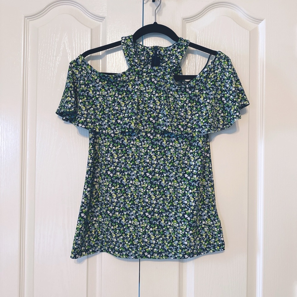 Michael Kors Halter Cold Shoulder Women’s Floral Top Size XXS Multicolor